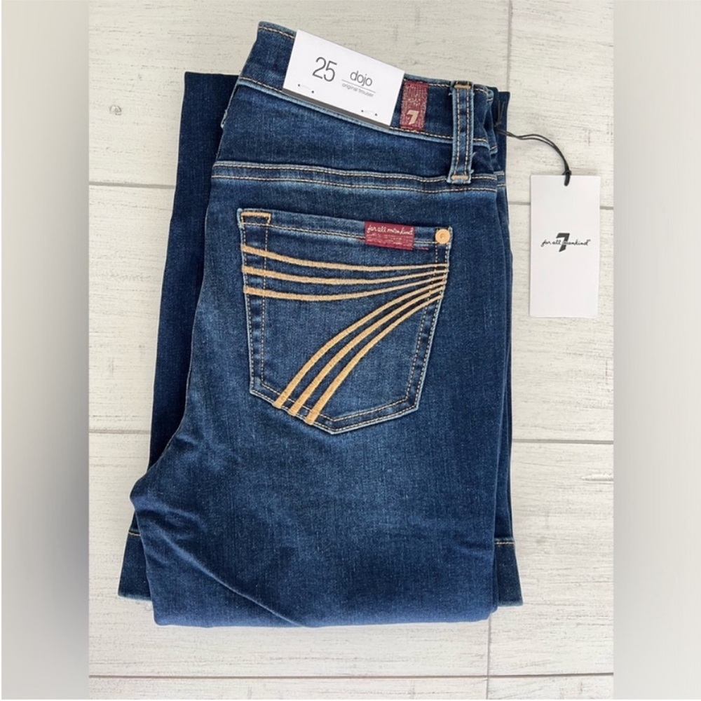 7 For All Mankind Dojo Original Jeans Trouser NWT Size 25 7FAMK Golden pockets - Picture 14 of 15